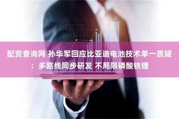 配资查询网 孙华军回应比亚迪电池技术单一质疑：多路线同步研发 不局限磷酸铁锂